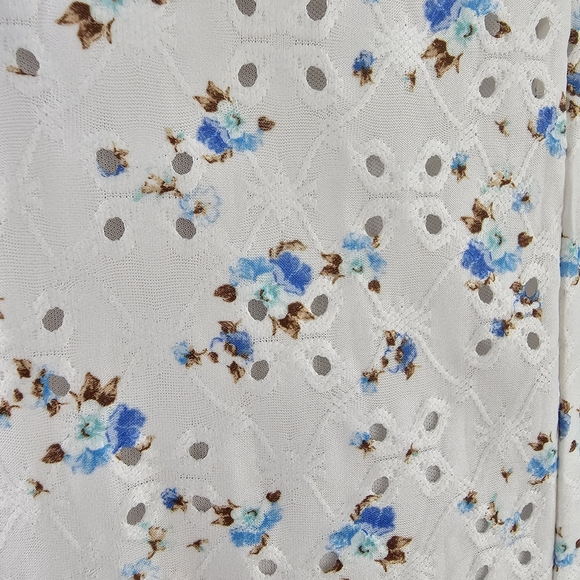 Heart & Heels Woman's Blue Floral Eyelet Midi Dress Cottagecore Summer Bow XL - Picture 7 of 12